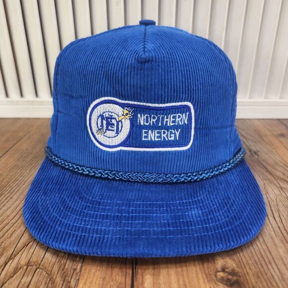 VTG Northern Energy NEI Snapback Hat Cap Blue Corduroy Rope Embroidered Mesh - Picture 2 of 10